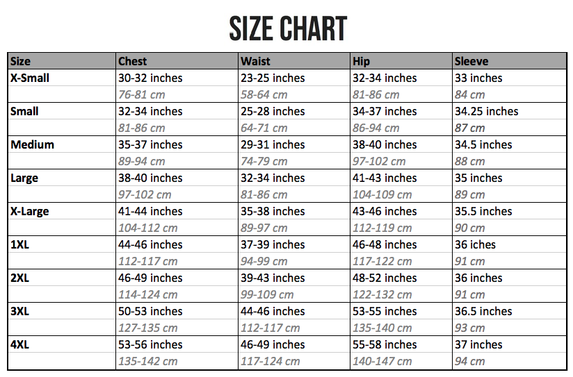 Snowmobile Size Chart